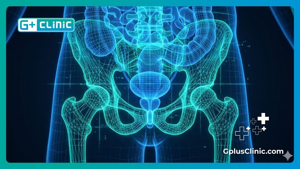Modèle numérique 3D haute technologie de l'anatomie pelvienne pour une précision médicale absolue.