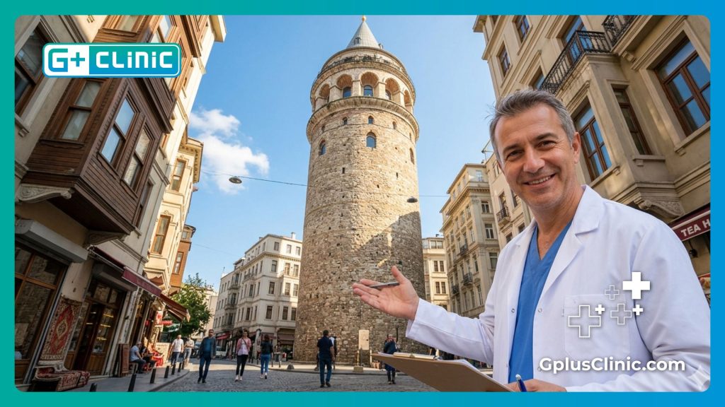 Cirujano sonriente dando la bienvenida a los pacientes en Estambul