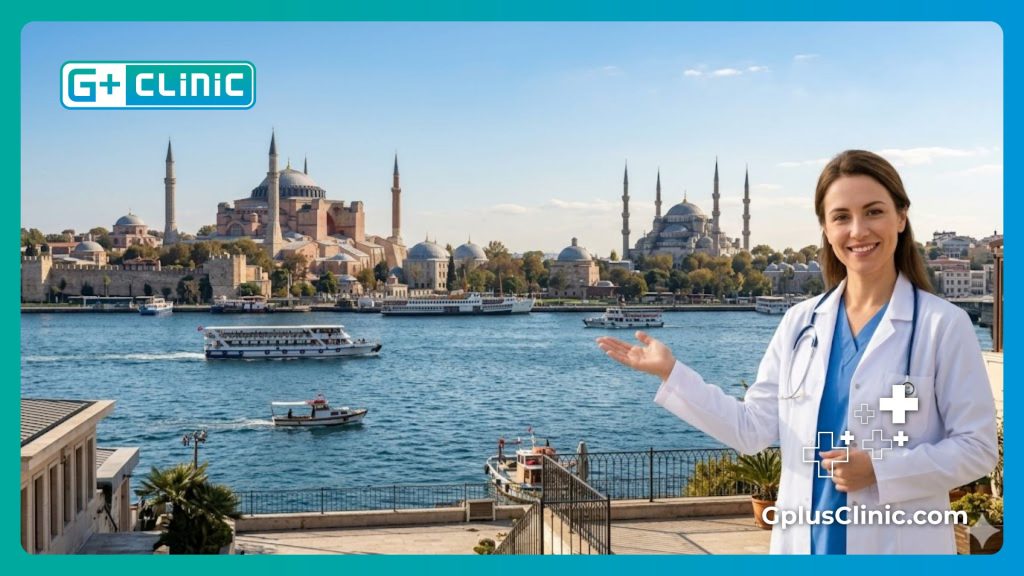 Médecin vous accueillant devant les monuments d'Istanbul