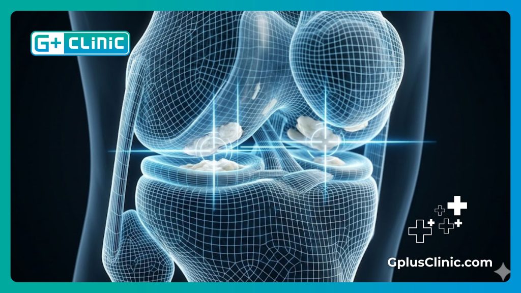 Детальное цифровое 3D-сканирование сустава с кальцификатами для точного лечения.