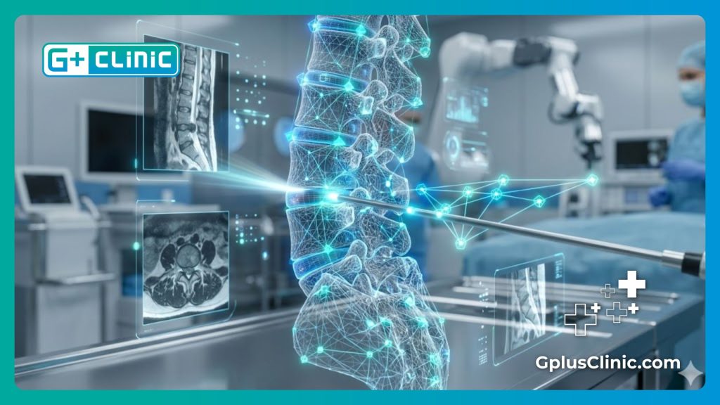 مسح رقمي ثلاثي الأبعاد يوضح دقة جراحة العمود الفقري والقرص الغضروفي
