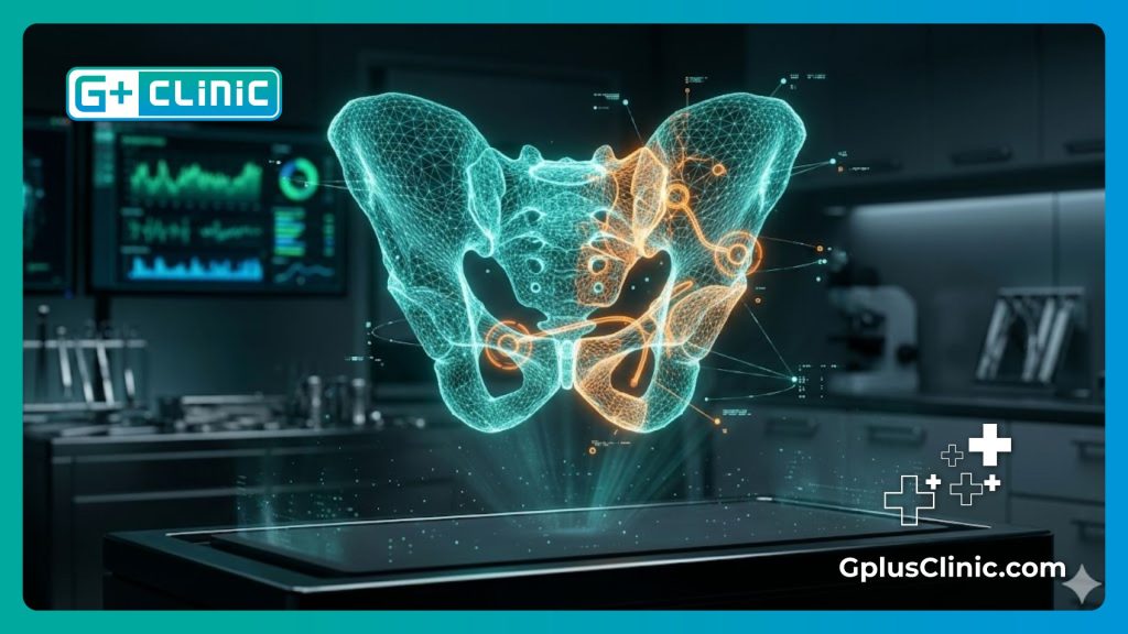 High-tech digital pelvic scan visualization