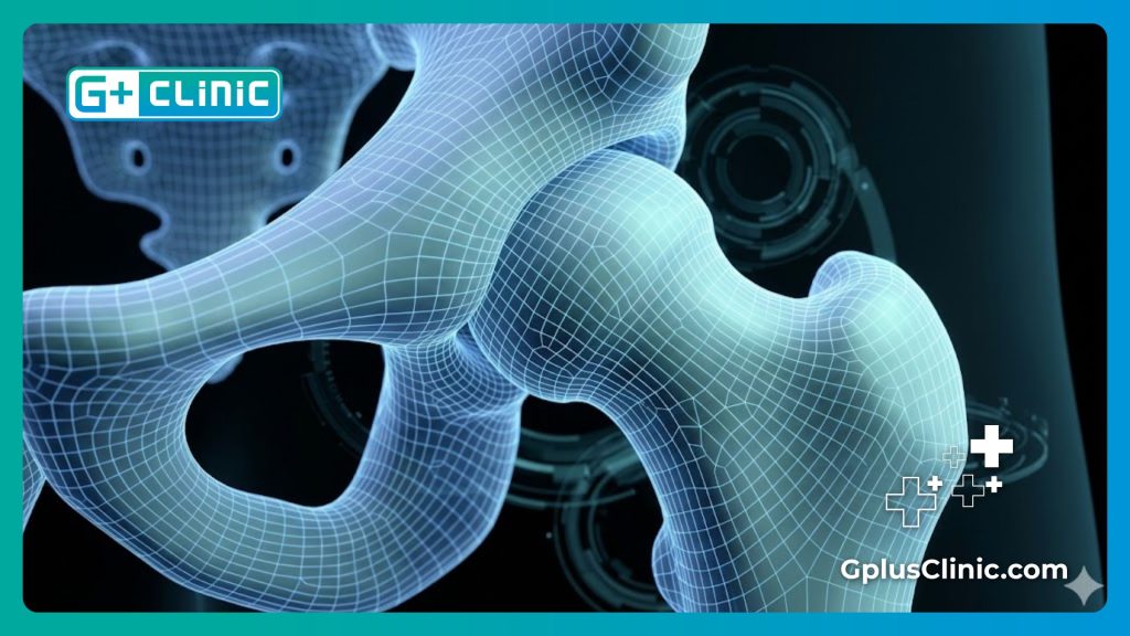 Modélisation 3D de l'articulation de la hanche pour une précision médicale.
