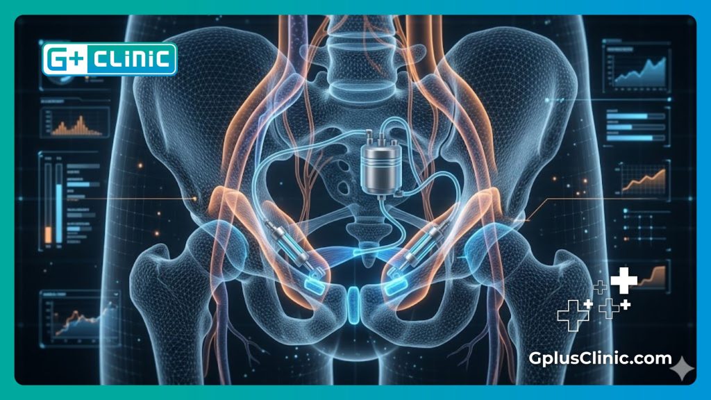 Digital anatomical mesh scan showing precise surgical planning and implant zones