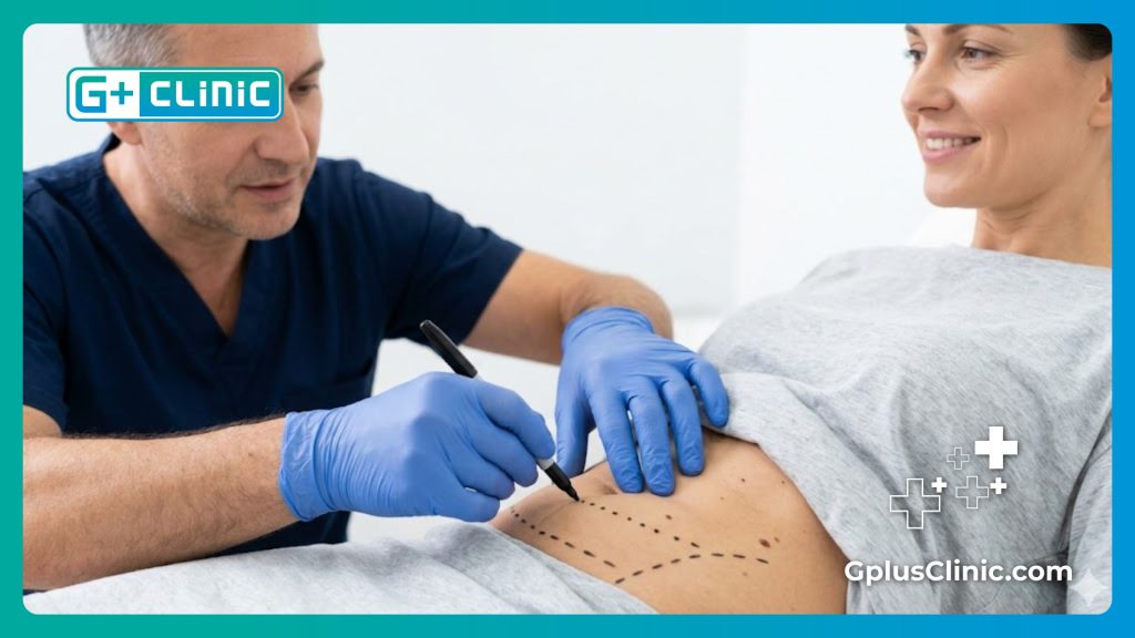 Chirurgien préparant les repères médicaux avec précision pour une intervention sûre.