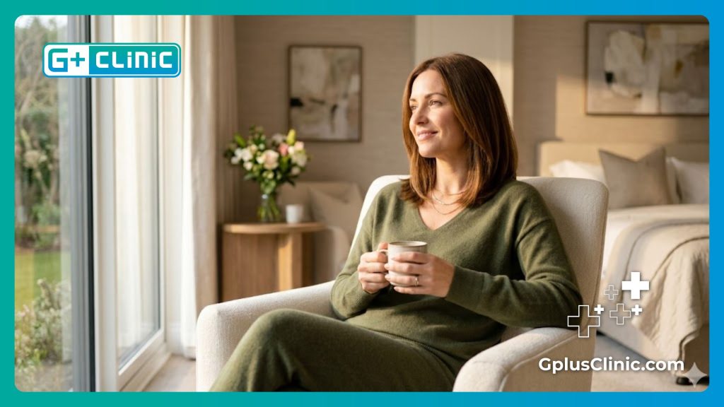 Confident and relieved patient resting after a successful intimate procedure