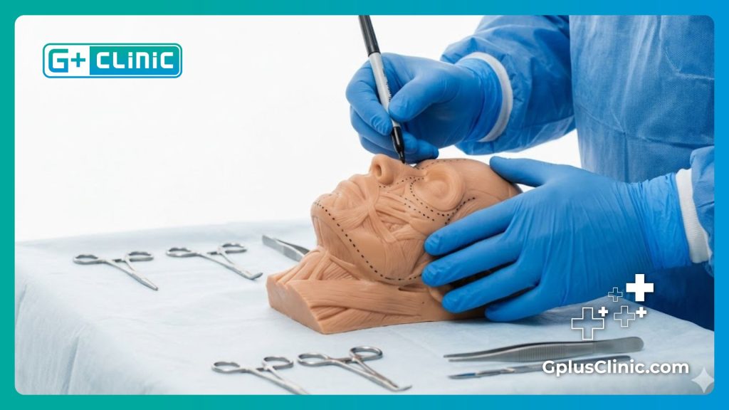 Cinematic shot focusing on the flawless medical environment and surgical precision.