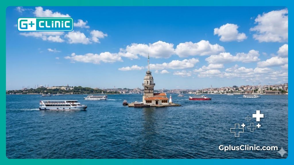 Beautiful daytime view of the Bosphorus Strait in Istanbul.