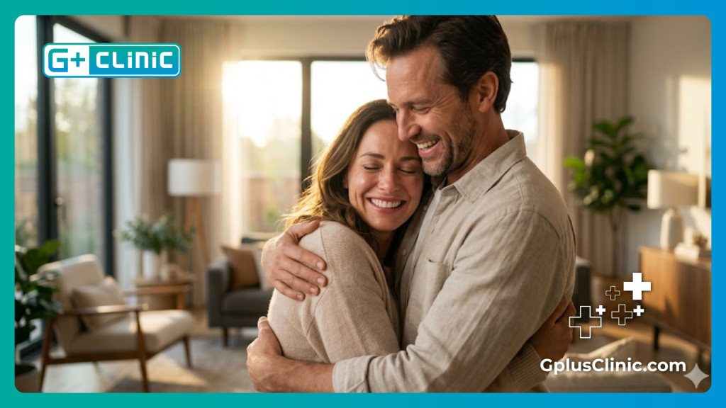 Happy couple enjoying life after successful fertility care