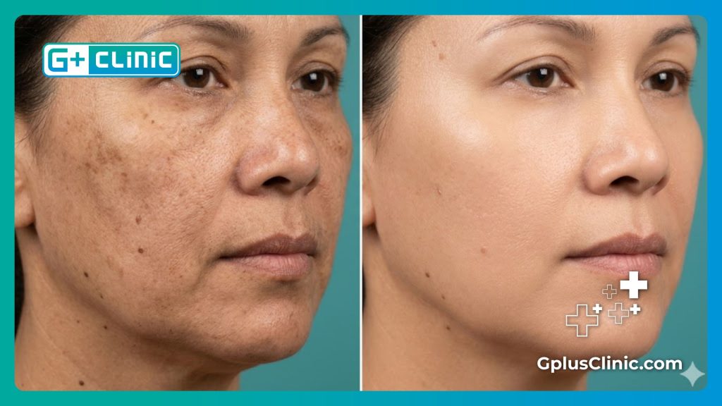 Digital macro scan of skin surface before and after peeling treatment