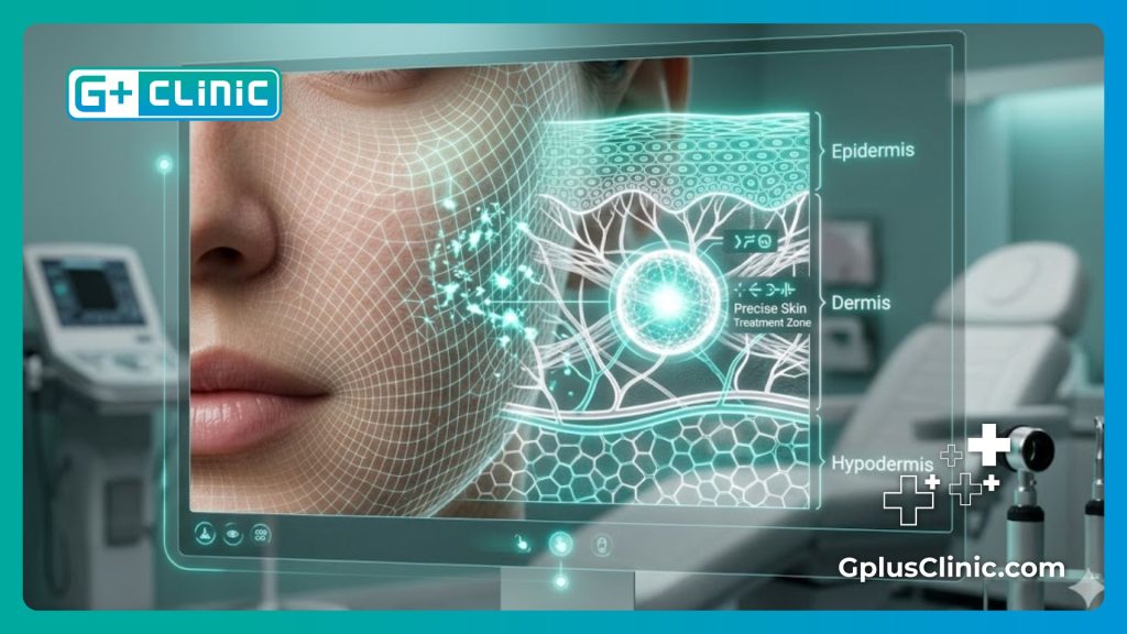 Modèle numérique haute technologie des couches de la peau pour les soins dermatologiques.