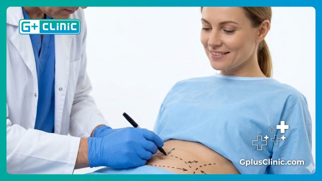 دكتور يقوم بالتخطيط الدقيق قبل بدء العملية التجميلية