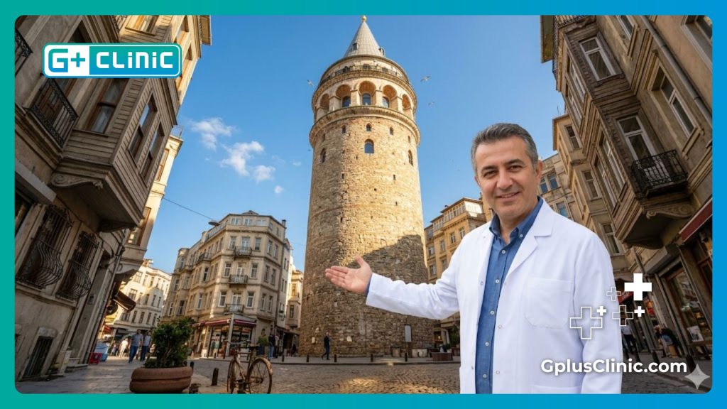 Smiling doctor welcoming patients to beautiful Istanbul.