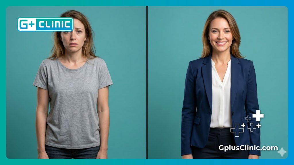 Transformación visual que refleja el aumento de la autoestima y tranquilidad tras el procedimiento