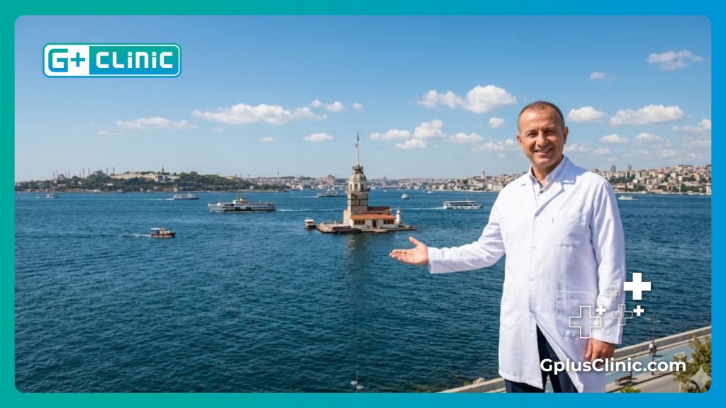Doctor warmly welcoming a spine surgery patient to beautiful Istanbul