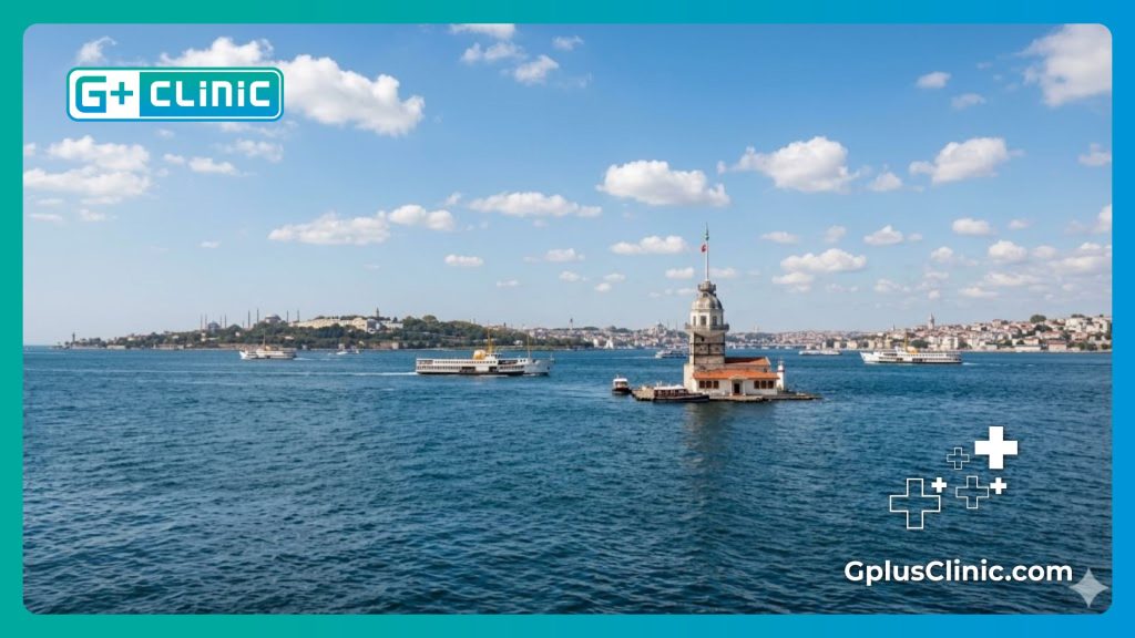 Hermosa vista de la Torre de la Doncella en el Bósforo, Estambul, ideal para turismo médico.