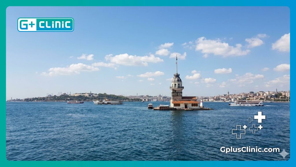 Doctor welcoming a patient to beautiful Istanbul near the Bosphorus