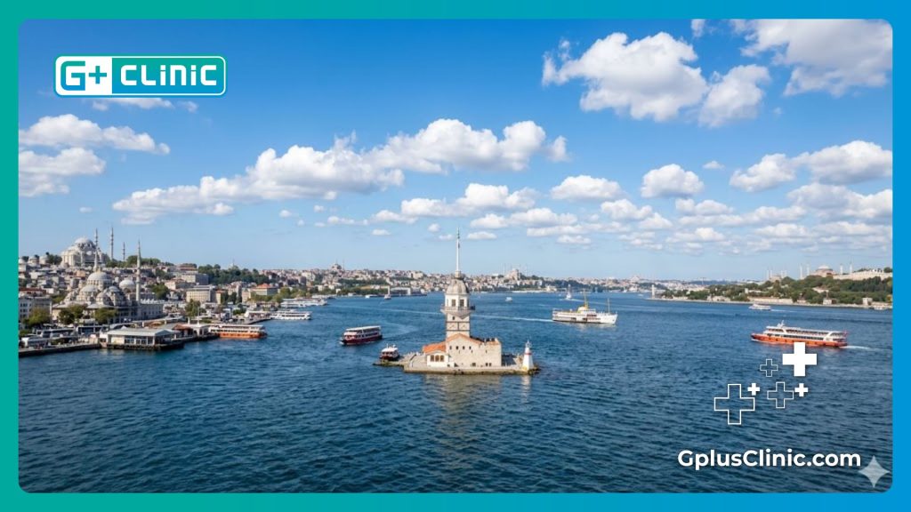 Девичья башня на проливе Босфор в Стамбуле ясным днем.