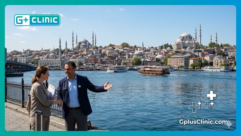 Friendly doctor welcoming the patient to Istanbul for gastric sleeve surgery