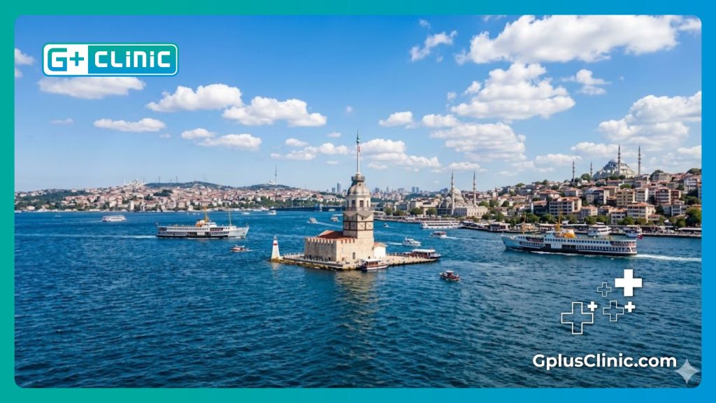 The iconic Maiden's Tower on the Bosphorus in Istanbul, Turkey