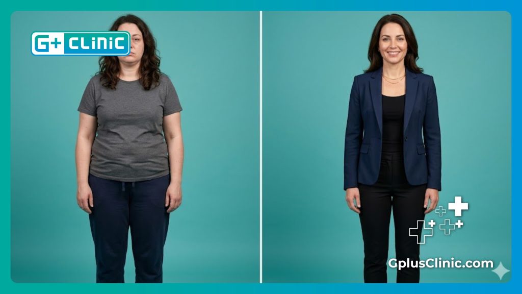 Digital scan and visual comparison showing excess weight transformation.