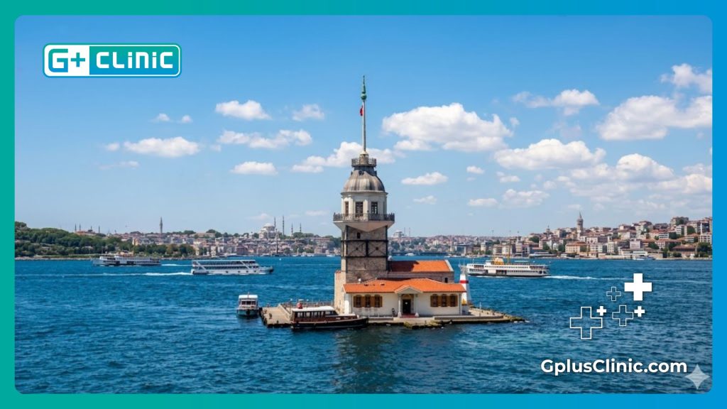 Beautiful daytime view of the Maiden's Tower in Istanbul, the premier medical destination