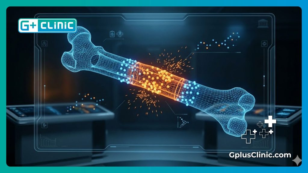 High-tech 3D digital mesh visualization of the bone anatomy for precise treatment.
