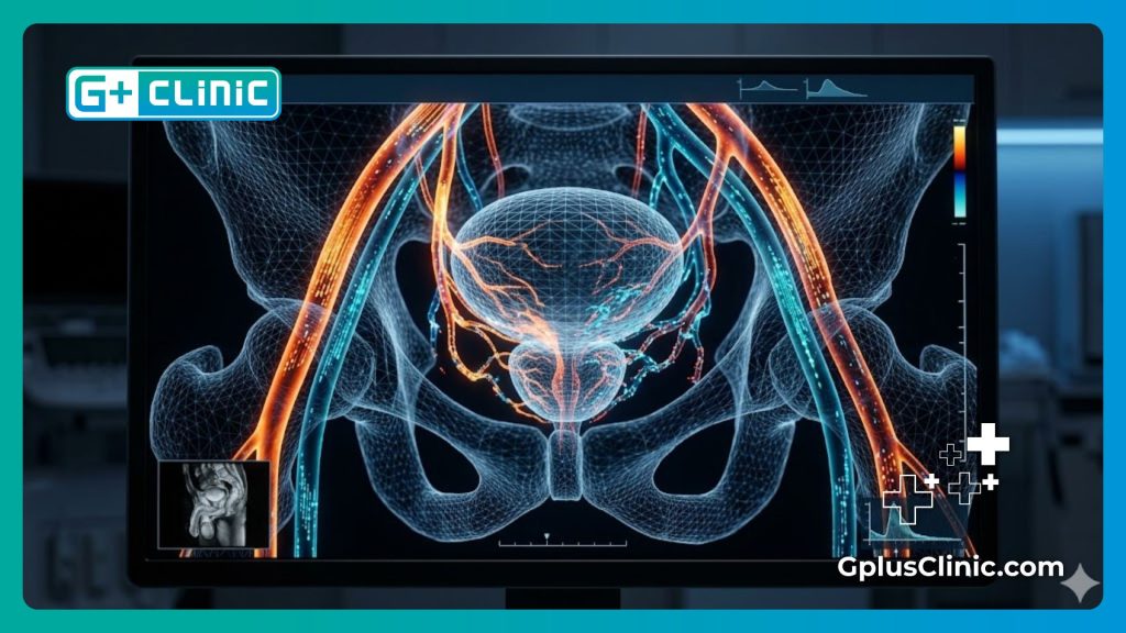 مسح رقمي يوضح تدفق الدم والأوعية الدموية بتقنية الموجات فوق الصوتية