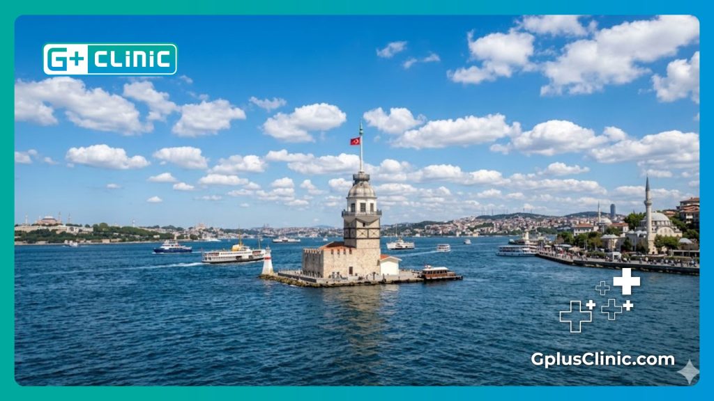 Paisaje del Bósforo en Estambul dando la bienvenida a los pacientes