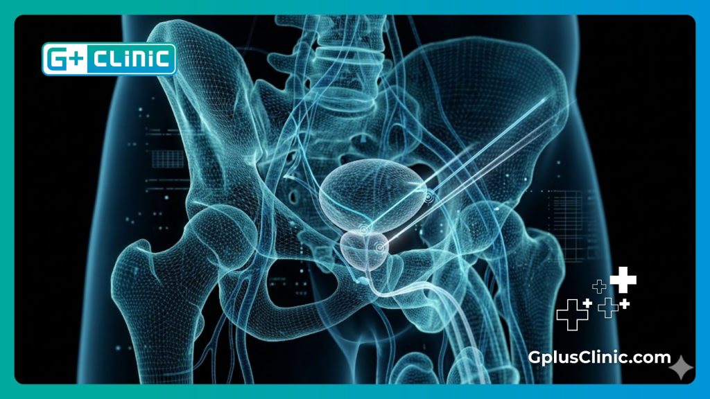 Visualisation numérique 3D de haute technologie de l'anatomie masculine.