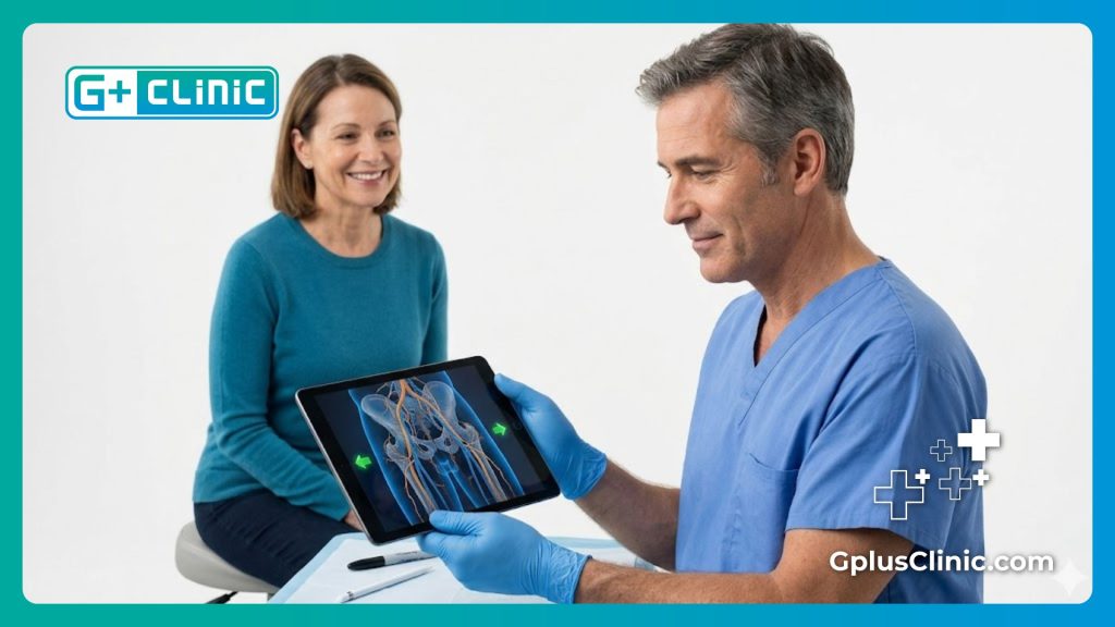 Emphasizing the perfect surgical result and satisfied patient after vascular treatment