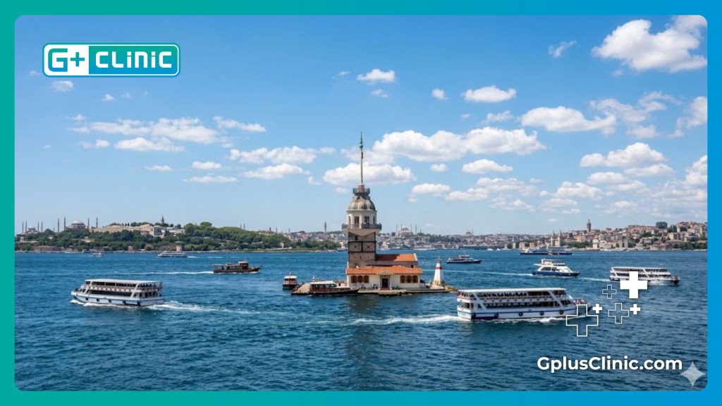Medical tourism in Istanbul featuring the Bosphorus Strait and Maiden's Tower