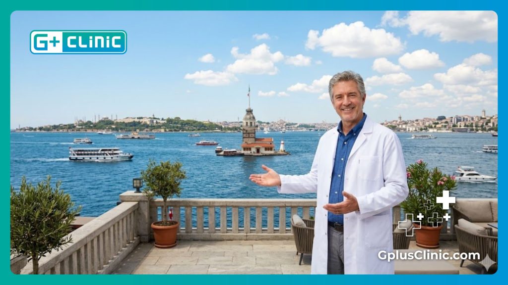 Médecin accueillant les patients à Istanbul devant le Bosphore