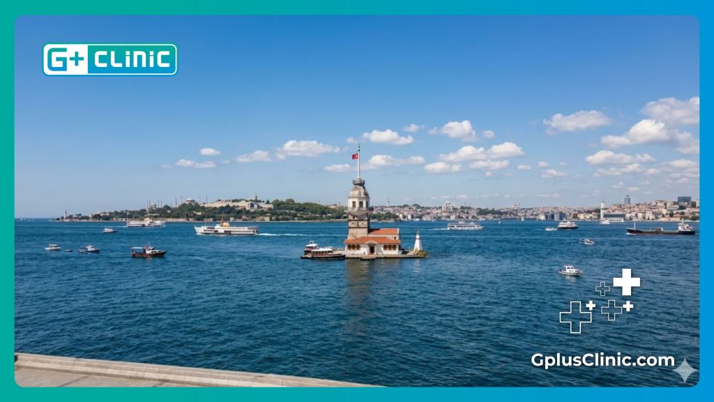 Friendly medical professional welcoming you to Istanbul by the Bosphorus Strait.