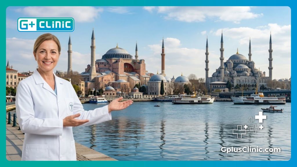 طبيب يرحب بالمرضى في اسطنبول أمام المعالم التاريخية