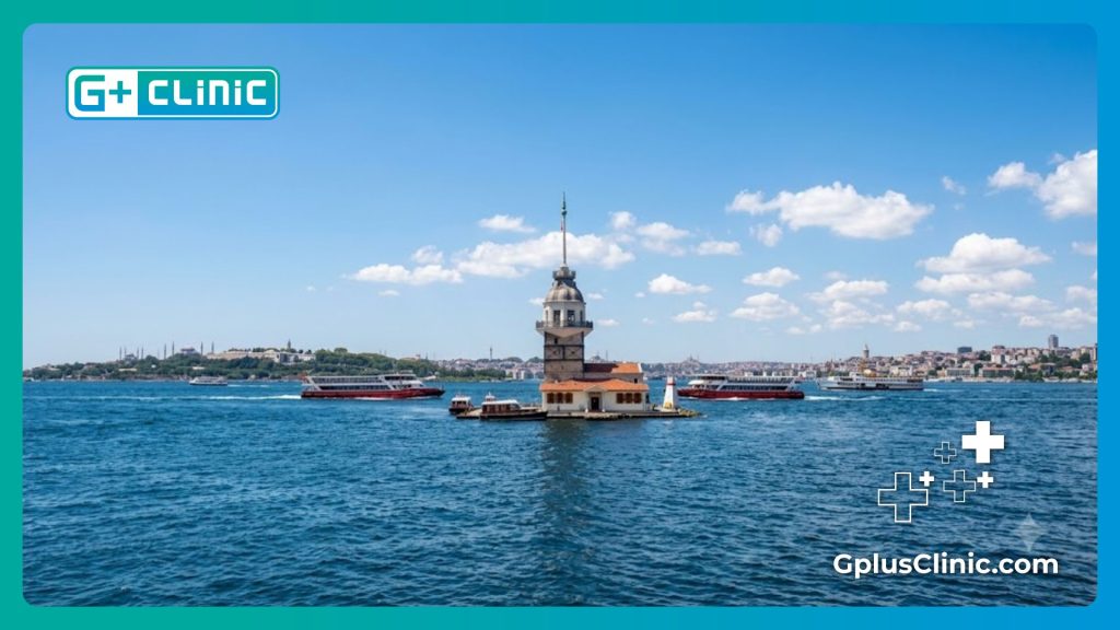Bright daytime view of the Bosphorus Strait in Istanbul