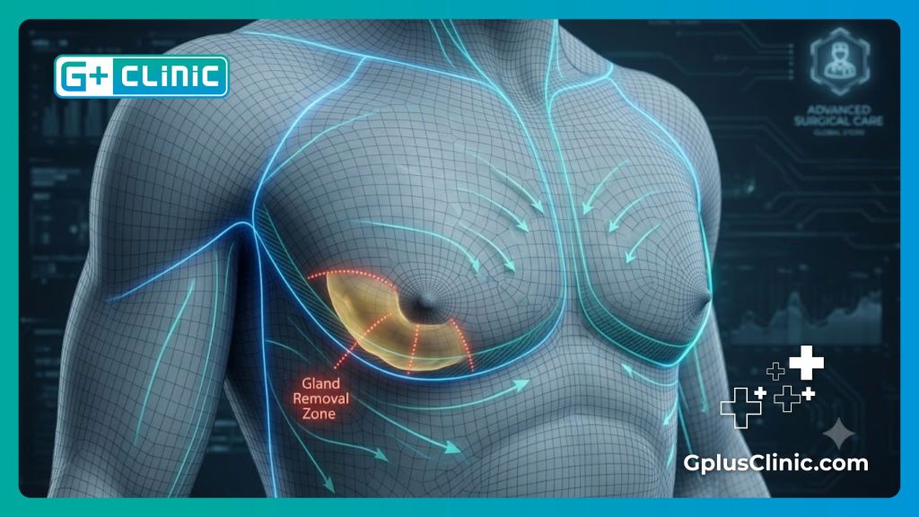 High-tech digital 3D mesh scan focusing on male chest anatomy for gynecomastia planning