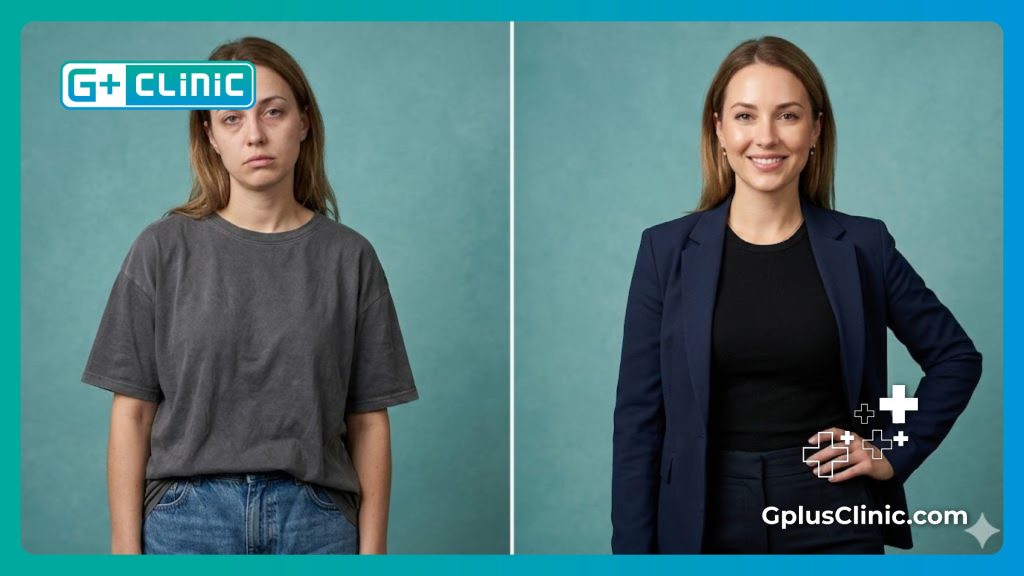 Visualisation numérique avant et après de l'anatomie de la poitrine