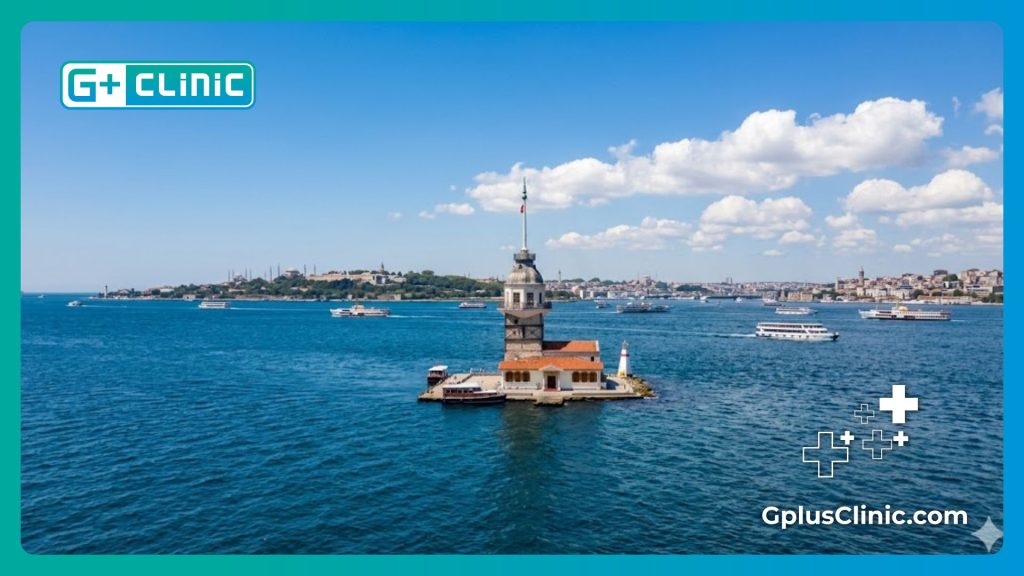 Natural daytime view of the Bosphorus in Istanbul inviting medical tourists.