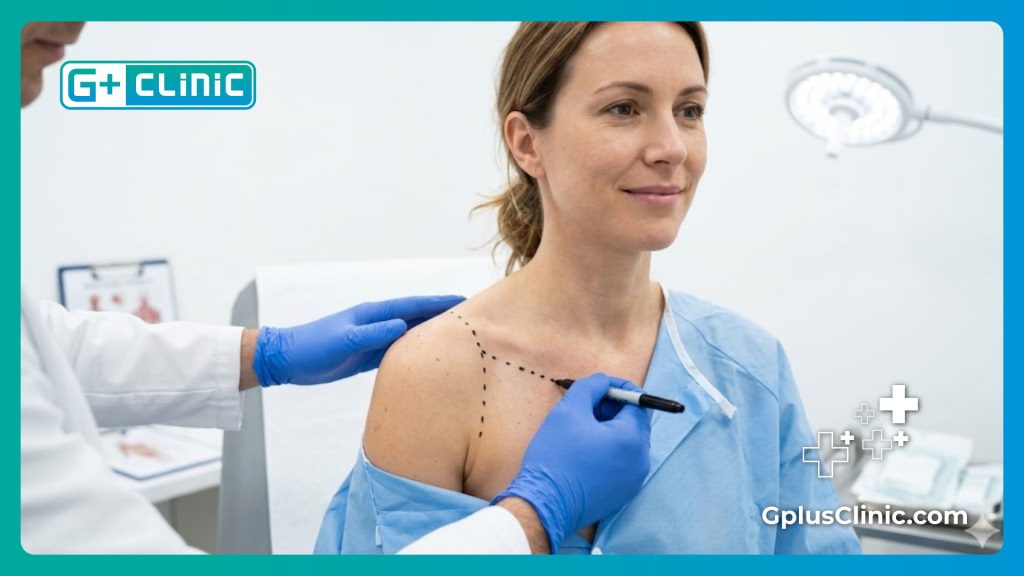 Surgeon preparing the precise medical markings for a flawless result