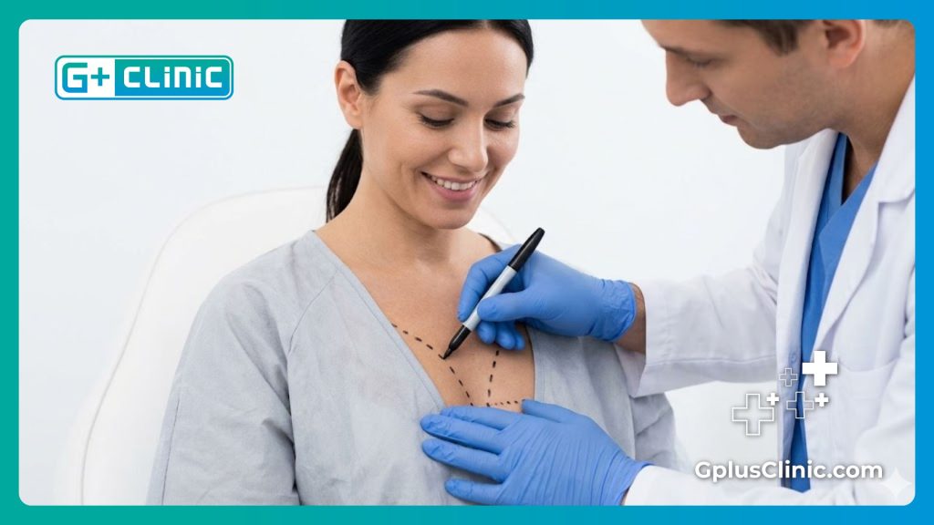 Close-up of a doctor meticulously drawing surgical guidelines on a patient