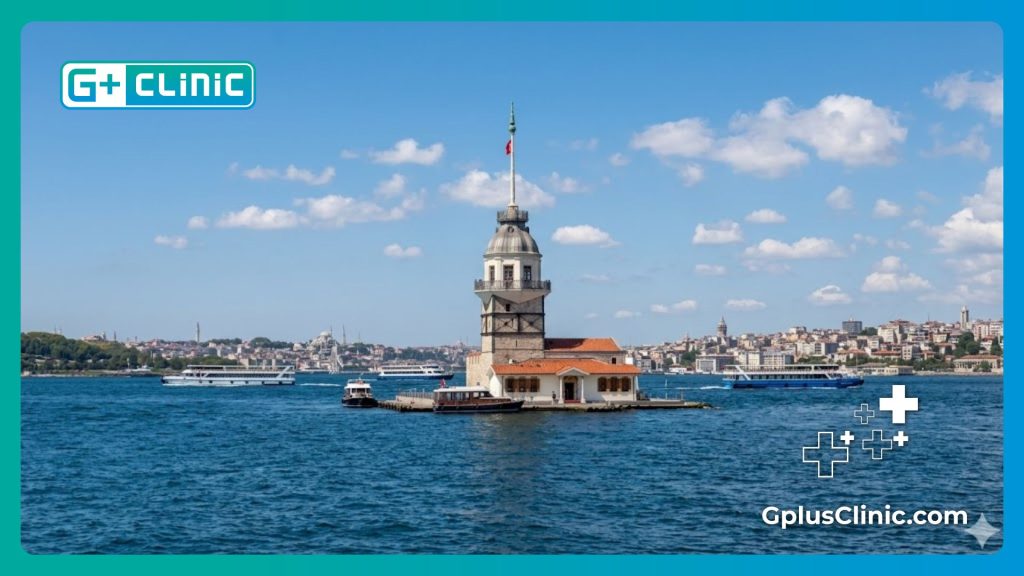 Crystal-clear daytime view of the Maiden's Tower in Istanbul highlighting medical tourism