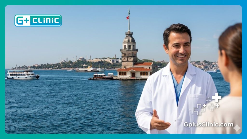Chirurgien accueillant chaleureusement la patiente à Istanbul près du Bosphore
