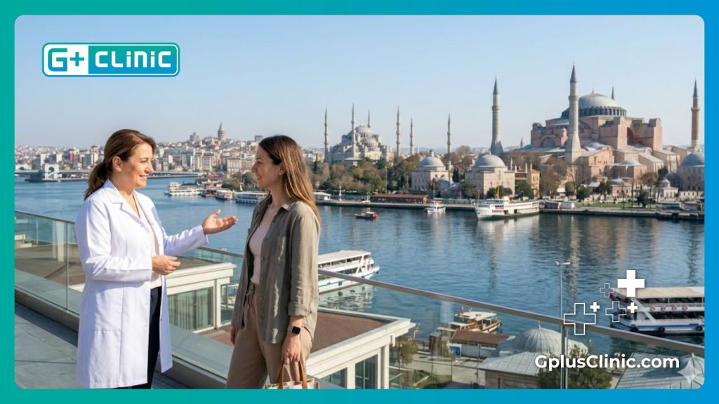 Friendly surgeon welcoming a patient to Istanbul for cosmetic surgery.