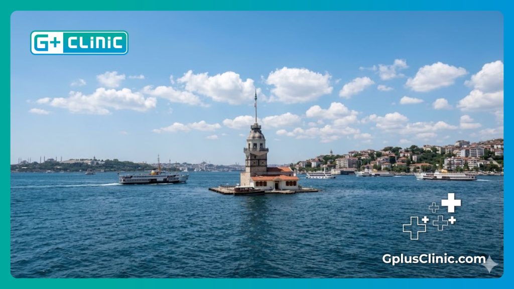 Hermosa vista de la Torre de la Doncella en el Bósforo de Estambul