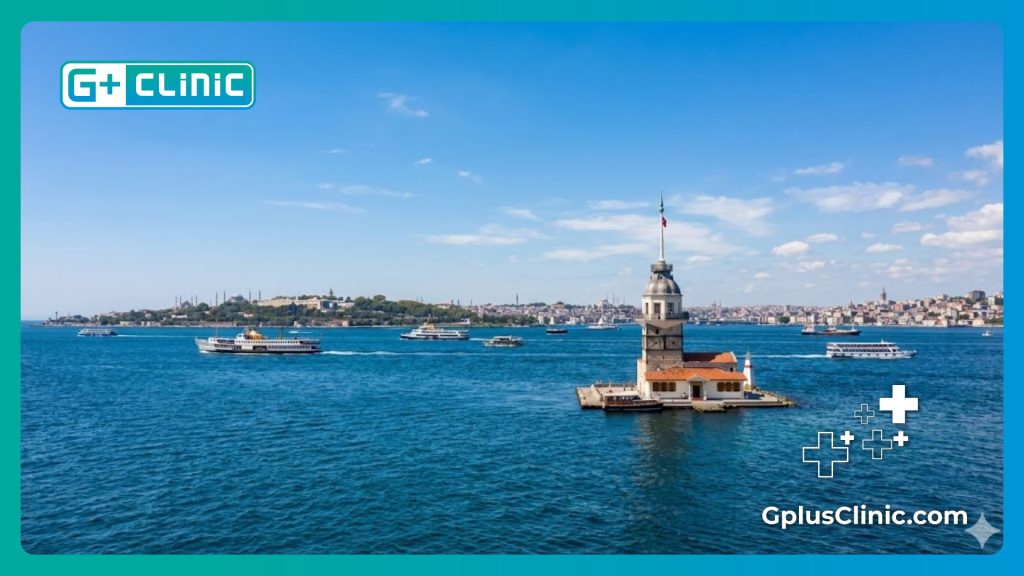Elite medical consultation welcoming patients to Istanbul with a clear view of the Bosphorus.