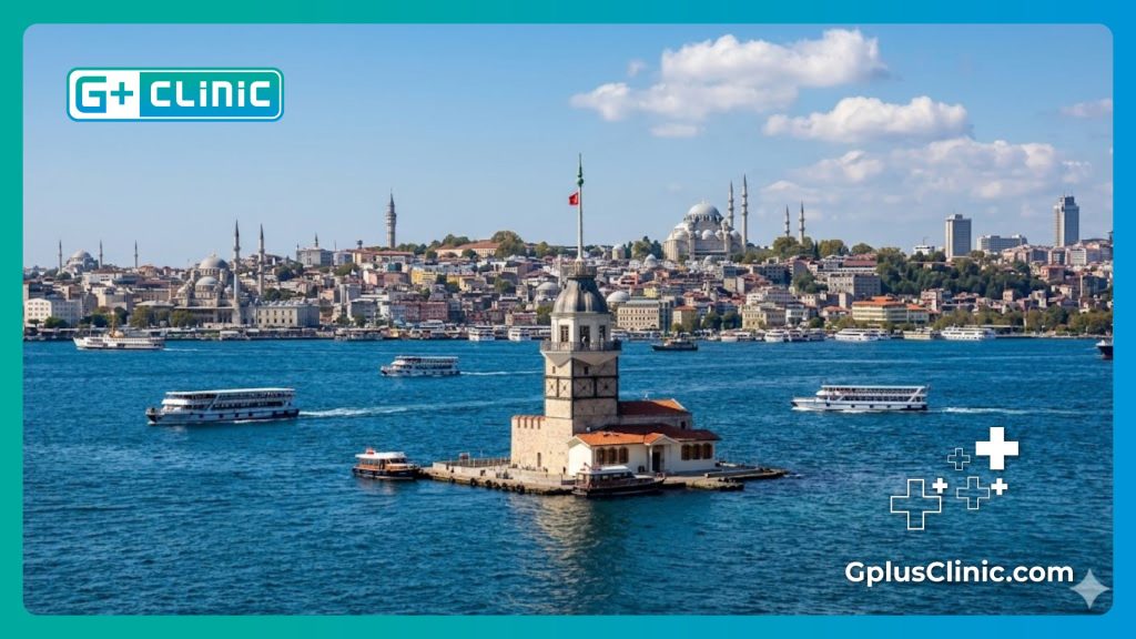 Vue panoramique de la tour de Léandre sur le Bosphore à Istanbul pour le tourisme médical.