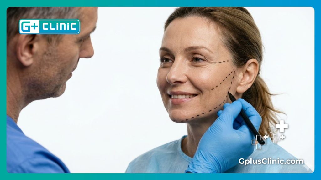 Résultat net et harmonieux d'un visage rajeuni après une procédure réussie.