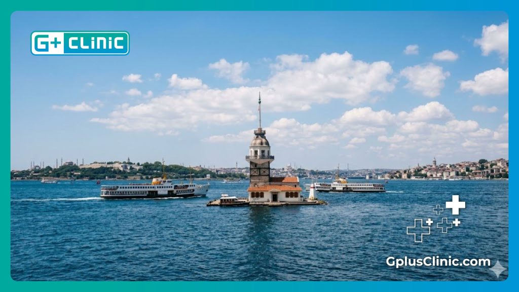 Medical specialist welcoming international patients to Istanbul near the scenic Bosphorus