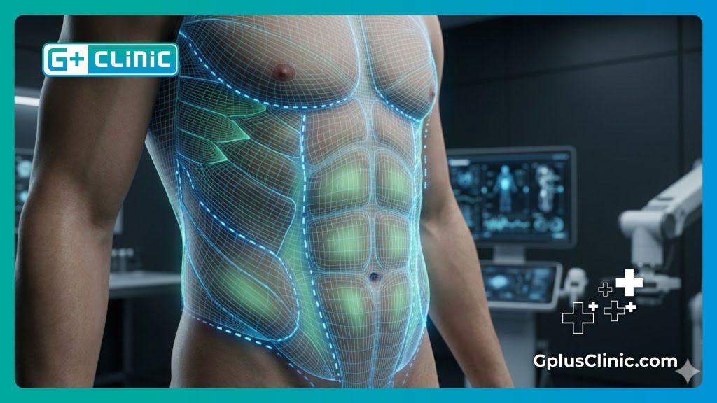 Escaneo digital de alta tecnología de la musculatura abdominal